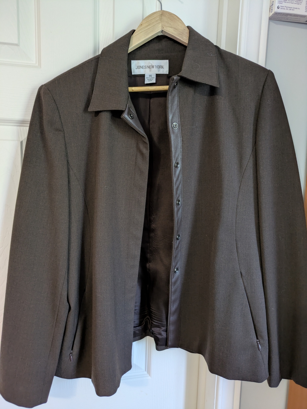 Jones New York Brown Jacket And Skirt Set. Jacket 14, Skirt 10